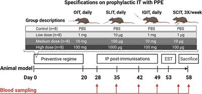 Dose and route of administration determine the efficacy of prophylactic immunotherapy for peanut allergy in a Brown Norway rat model